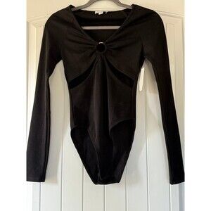 Topshop Cut out v neck long sleeve bodysuit Ladies size Small